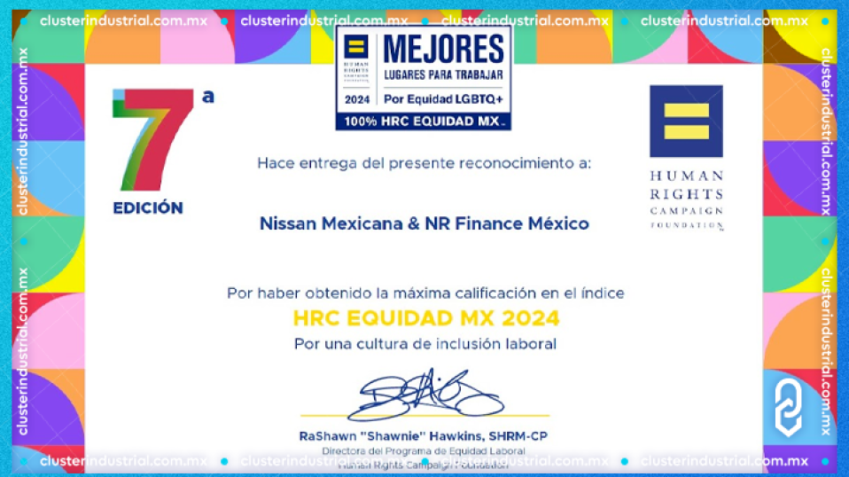 Cluster Industrial - Nissan Mexicana recibe certificación 'Mejores Lugares para Trabajar LGBTQ+ 2024'